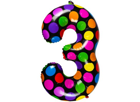 Balon foliowy w kropki cyfra 3