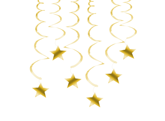 Wirujące serpentyny gwiazdy złoty 6 sztuk