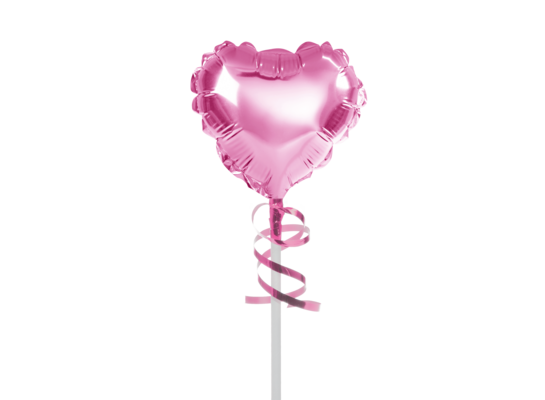 Balon foliowy na patyczku serce różowy