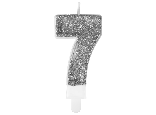 Świeczka premium cyfra 7 srebrny