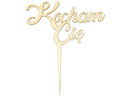 Dekoracja na tort piker drewniany Kocham Cię