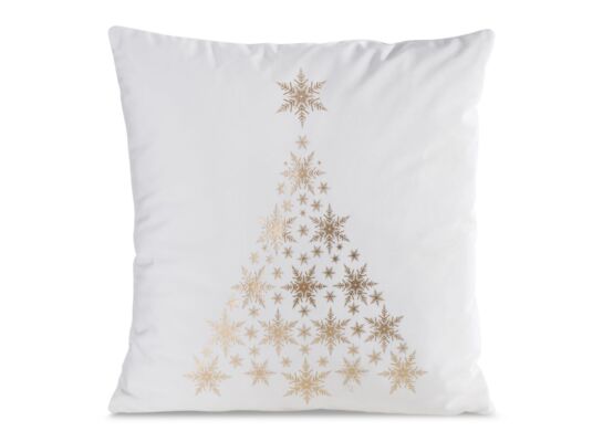 Poszewka świąteczna Joy 45 x 45 cm choinka kremowo-złoty
