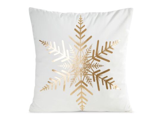 Poszewka świąteczna Joy 45 x 45 cm śnieżynka kremowo-złoty