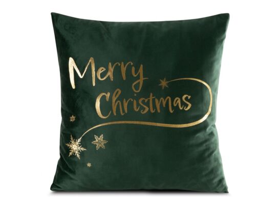 Poszewka świąteczna Joy 45 x 45 cm Merry Christmas zielono-złoty