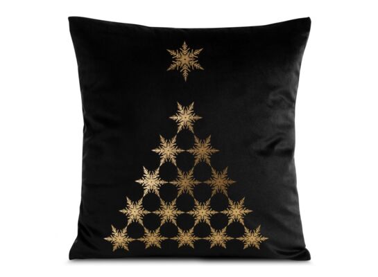 Poszewka świąteczna Joy 45 x 45 cm gwiazdki czarno-złoty