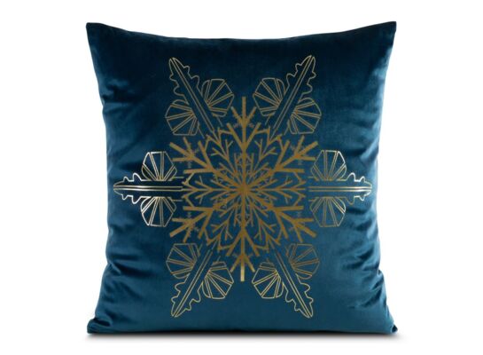 Poszewka świąteczna 45 x 45 cm granatowo-złoty