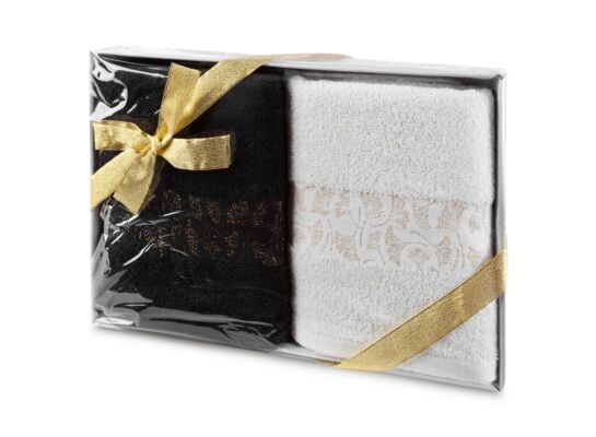 Komplet ręczników w pudełku Blink 2 sztuki 50 x 90 cm biały + czarny