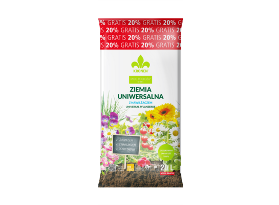 Ziemia uniwersalna z nawilżaczem 20 l + 20% gratis KRONEN