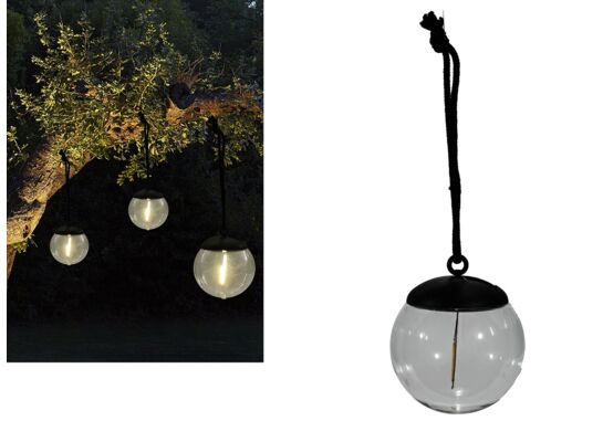Lampa solarna wisząca kula 10 x 28 cm czarny