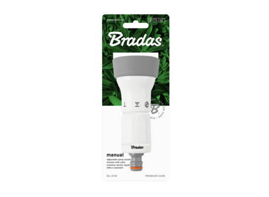 Zraszacz ręczny regulowany WHITE LINE sitko z zaworem BRADAS