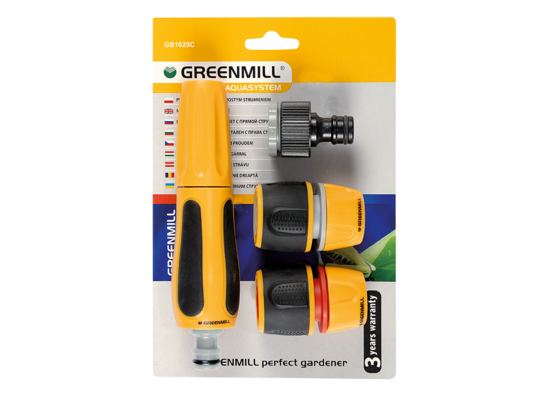 Zestaw złączek na wąż 1/2” + dysza zraszająca GREENMILL