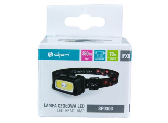 Latarka czołowa COB 300 lm SP0303