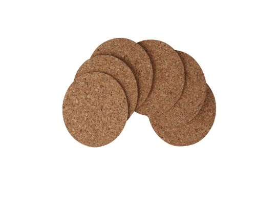 Komplet 6 podkładek okrągłych 10 cm korek naturalny