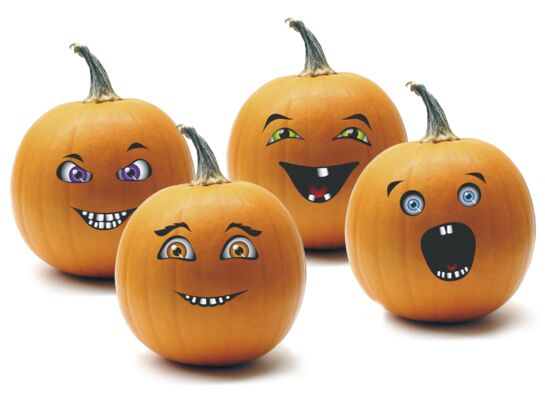 Zestaw naklejek na dynie twarze 4 sztuki