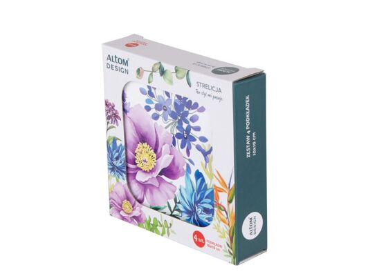 Zestaw podkładek Strelicja 10 x 10 cm 4 sztuki wielokolorowy ALTOMDESIGN