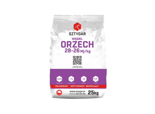 Węgiel orzech 25 kg 28-26 MJ/kg SZTYGAR