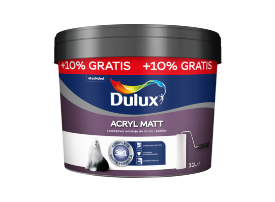 Farba lateksowa Acryl Matt 10 l + 10% Dulux