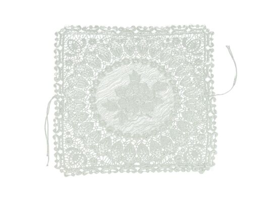 Serweta ażurowa na koszyczek z tasiemkami do wiązania 35 x 35 cm biały