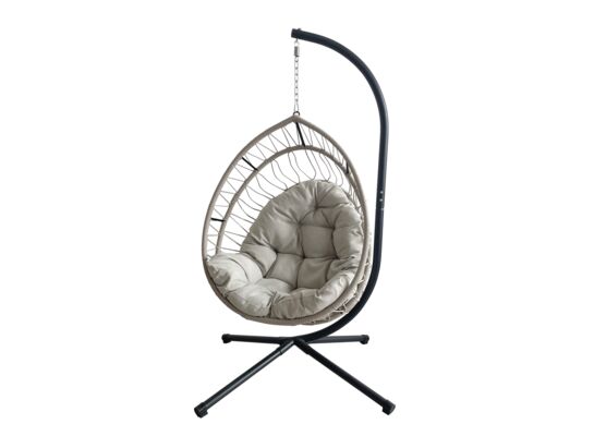 Fotel wiszący Vega 125 x 100 x 190 cm czarno-beżowy