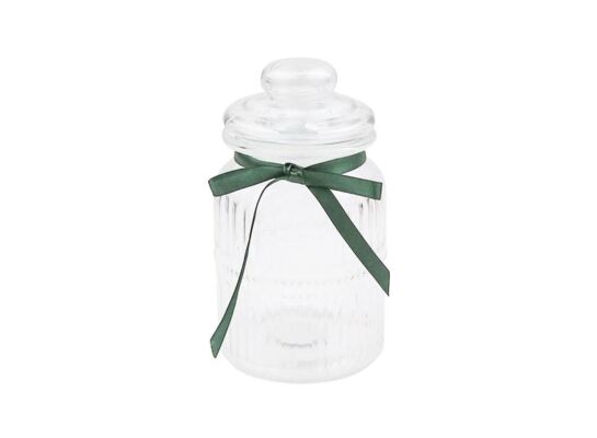 Pojemnik do przechowywania szklany z zieloną kokardką 900 ml