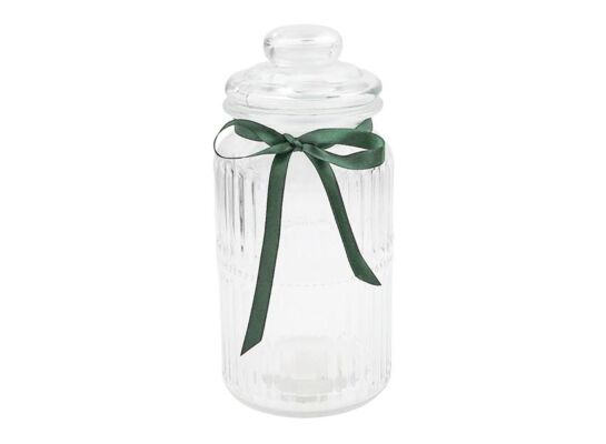 Pojemnik do przechowywania szklany z zieloną kokardką 1250 ml