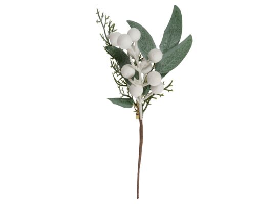 Gałązka świąteczna białe jagody 25 x 12 cm