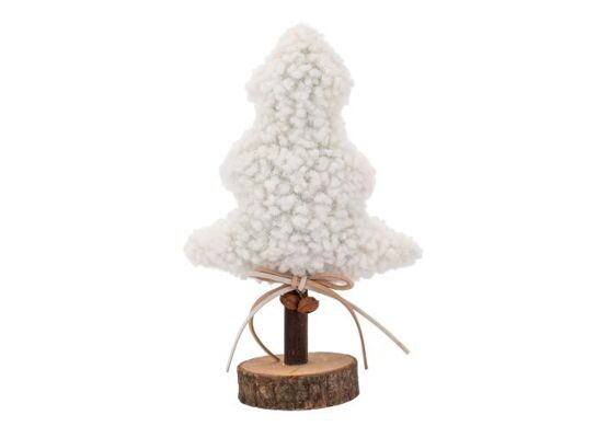 Figurka drewniana Choinka Boucle 13,5 x 7 x 24 cm biały