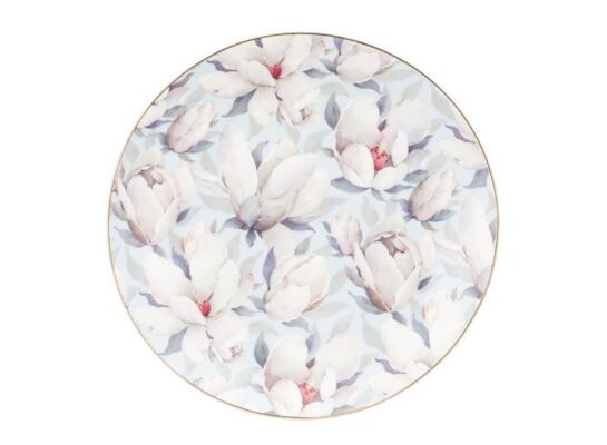 Talerz deserowy porcelanowy 20 cm w magnolie błękitny