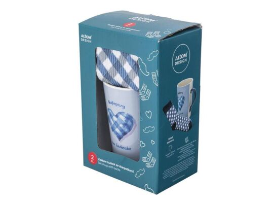 Kubek wysoki porcelanowy 430 ml w zestawie ze skarpetkami wielokolorowy