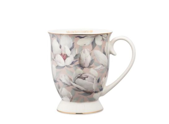 Kubek porcelanowy na stopce 320 ml w magnolie pudrowy różowy