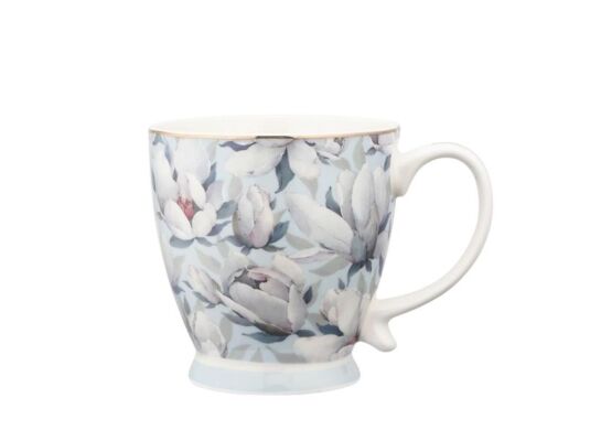 Filiżanka porcelanowa na stopce w magnolie Jumbo 420 ml błękitny