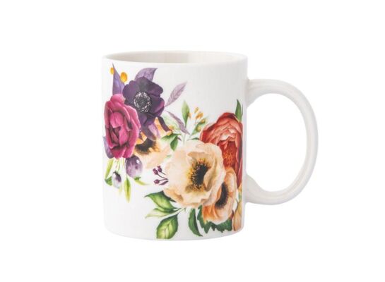 Kubek szklany Ukochana Babcia w kwiaty 350 ml biały