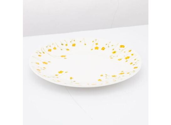 Talerz porcelanowy deserowy 19 cm w kaczeńce beżowo-żółty