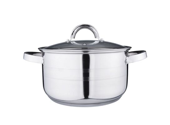 Garnek Remo ze stali nierdzewnej z pokrywką szklaną 4,7 l srebrny