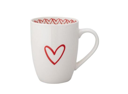 Kubek porcelanowy walentynkowy 340 ml kremowo-czerwony