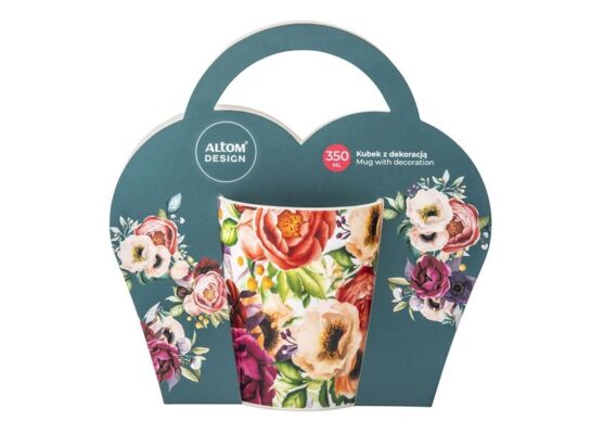 Kubek porcelanowy Anemon prosty 350 ml w opasce wielokolorowy