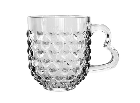 Kubek szklany z uchem serce 310 ml