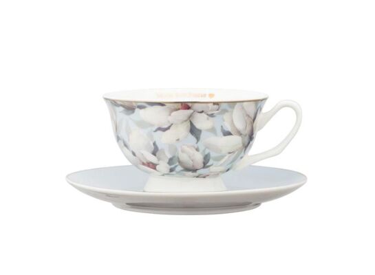 Filiżanka porcelanowa ze spodkiem 220 ml w magnolie błękitny