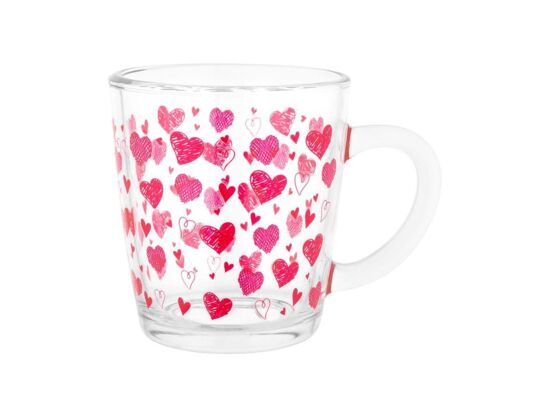 Kubek szklany Toronto dekorowany w serca 350 ml