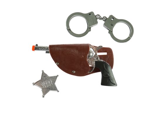 Zestaw szeryfa pistolet + odznaka + kajdanki