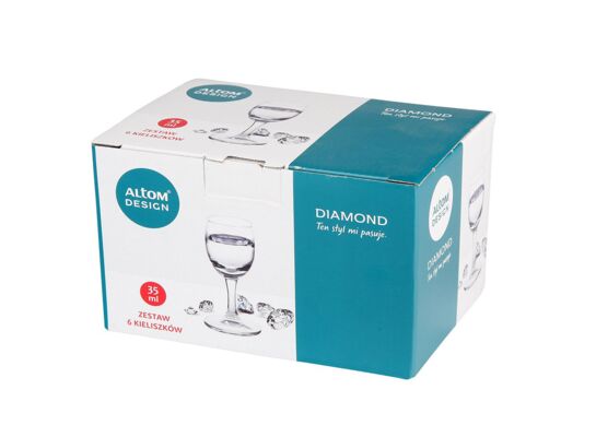 Komplet 6 kieliszków szklanych Diamond do wódki 35 ml