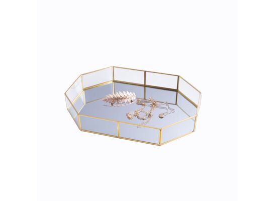 Taca szklana z lustrem Golden Honey 30 x 20 cm