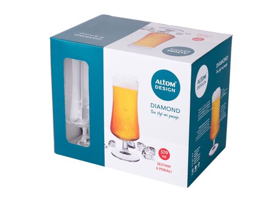 Pokale szklane do piwa Diamond 6 szt 370 ml