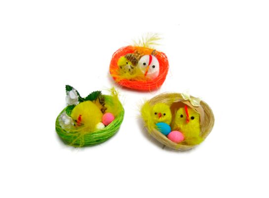 Ozdoba kurczaczki w gniazdku 6,5 cm mix