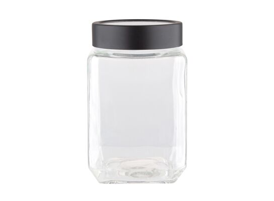 Pojemnik szklany kwadratowy z czarną pokrywką 700 ml