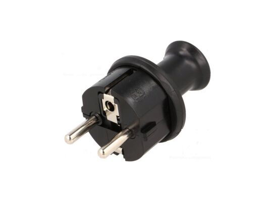 Wtyczka prosta z uziemieniem Uni-Schuko 2P + Z WT-40H czarna Plastrol