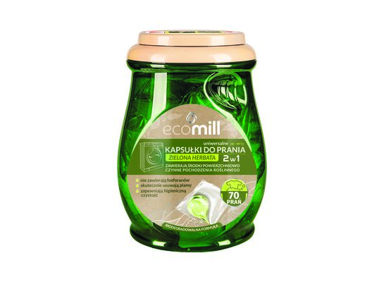 Kapsułki do prania uniwersalne 2w1 zielona herbata 70 sztuk MILL clean ecomill