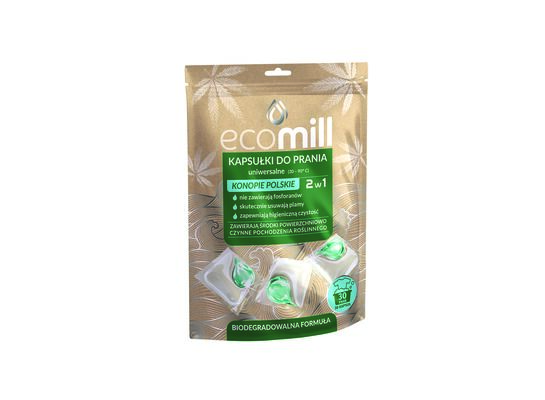 Kapsułki do prania uniwersalne 2w1 konopie polskie 30 sztuk MILL clean ecomill