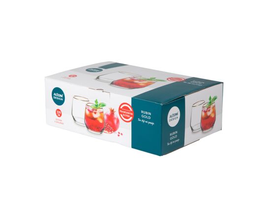 Komplet 6 szklanek Rubin gold 370 ml