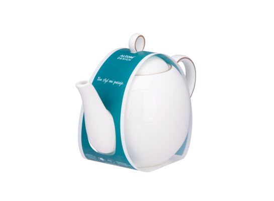 Imbryk porcelanowy Bella złota linia 900 ml opaska PVC beżowy